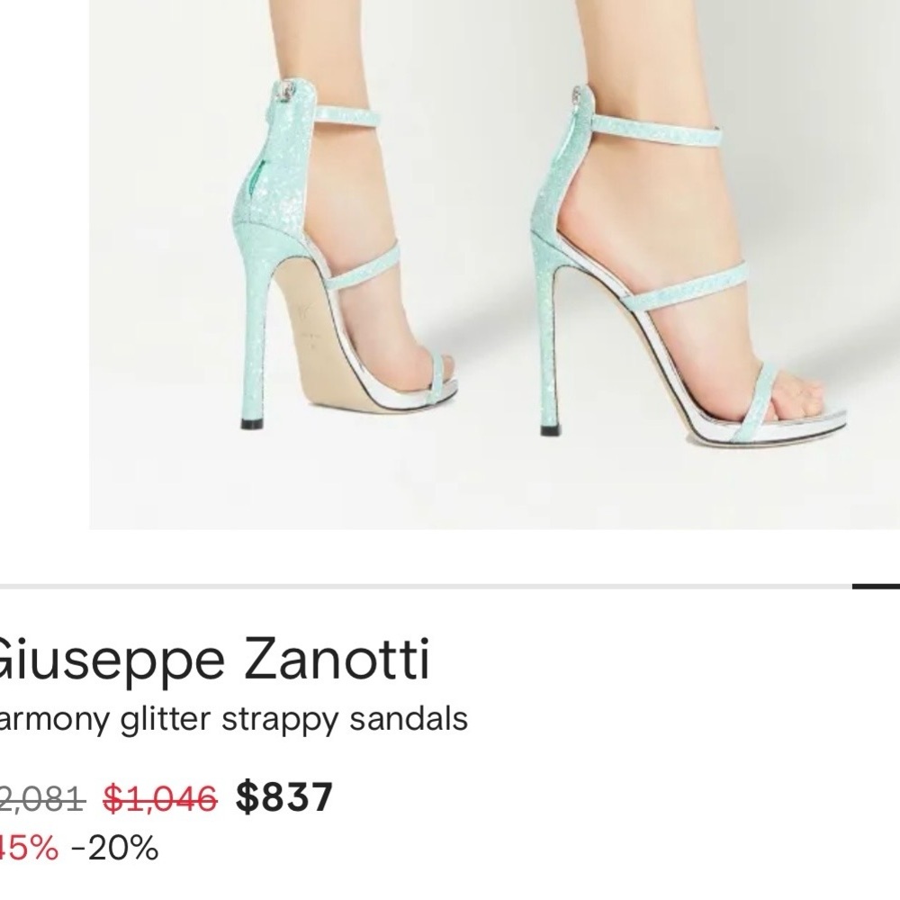 Giuseppe Zanotti Mint Glitter Strappy Stiletto Sandals